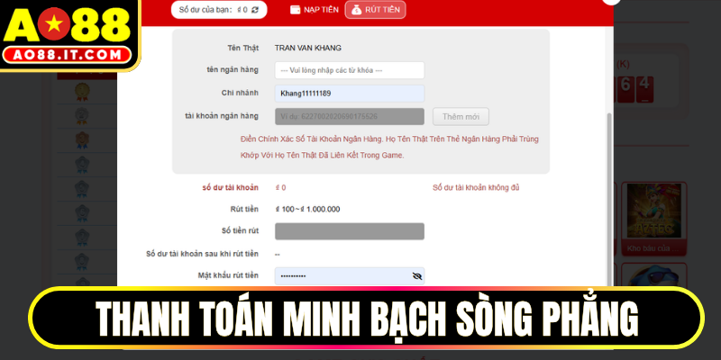 AO88 có lừa đảo không khi thanh toán minh bạch sòng phẳng
